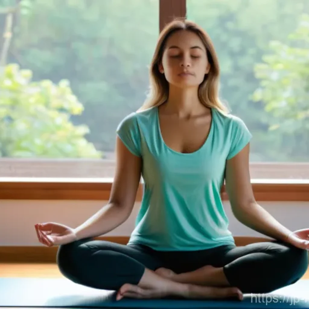 정신건강 관련 실습 및 훈련 - **Mindful Morning Meditation:**
    A serene, softly lit image of a young woman (around 20-30 years ...