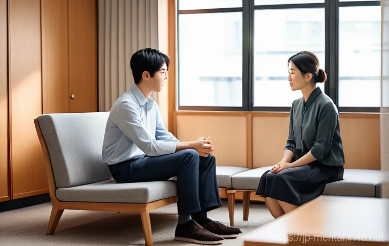 정신건강 상담사 취업 현황 - **Prompt 1: Empathetic Counseling Session**
    A serene and warm indoor scene depicting a compassio...