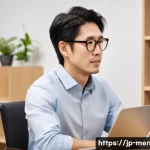 정신건강 분야 자격증 취득 절차 - A professional Japanese mental health counselor in a modern office setting, wearing smart casual att...