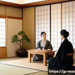 정신건강 전문가 업무 수행법 - A professional mental health counselor attentively listening to a Japanese client in a modern, warml...